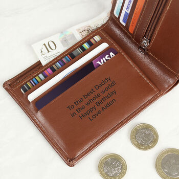 Personalised Tan Leather Wallet, 3 of 6