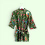 Green Floral Block Print 100% Cotton Dressing Gown, thumbnail 6 of 7