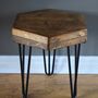 Hexagonal Reclaimed Wooden Side Table, thumbnail 1 of 10