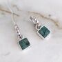 The Square Emerald Silver Gemstone Earrings, thumbnail 1 of 5