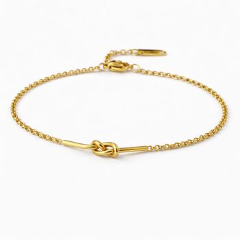 18k Gold Knot Bracelet With Adjustable Dainty Belcher Chain Or Rolo Chain Waterproof Stainless Steel, Valentine’s Gift For Her, 2 of 6