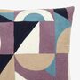 Geometric Purple And Dusty Blue Embroidered Cushion, thumbnail 2 of 2