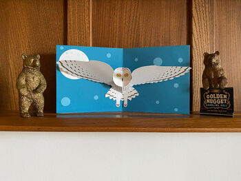 Handmade Pop Up Snowy Owl Greetings Card, 2 of 5