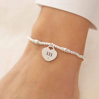 Angel Numbers 333 Silver Plated Beaded Bracelet, 3 of 3