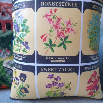 Vintage Flower Seed Print Decorative Cushion, 6 of 8