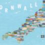 Cornwall Map Upcycled Paper Collage Print, thumbnail 3 of 4