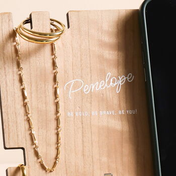 Personalised Women's Name Wooden Accessory Stand, 4 of 4