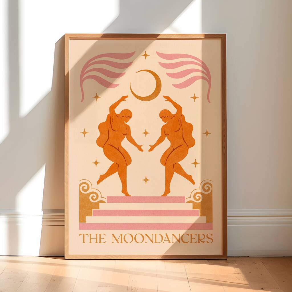 Moon Dancers, Alternative, Bohemian Celestial Floral Art Print, 1 of 3