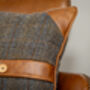 Tweed And Leather Belt Button Cushion Two Options, thumbnail 12 of 12