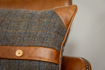 Tweed And Leather Belt Button Cushion Two Options, 12 of 12