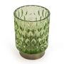 Green Embossed Glass And Brushed Gold Table Lamp, thumbnail 2 of 5