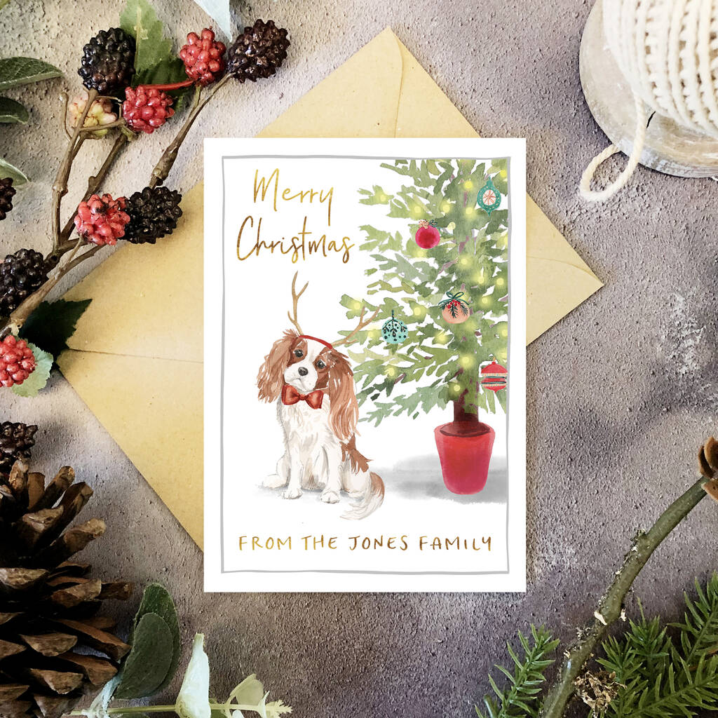 Cavalier King Charles Spaniel Christmas Card By Mitzi Prints