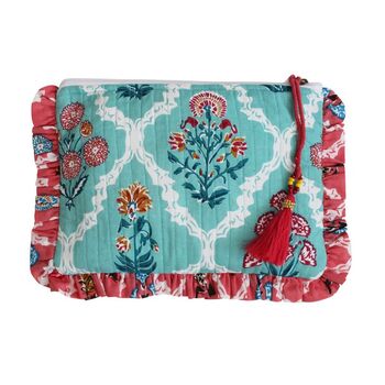 Turquoise And Pink Floral Quilted Make Up Bag, 3 of 3