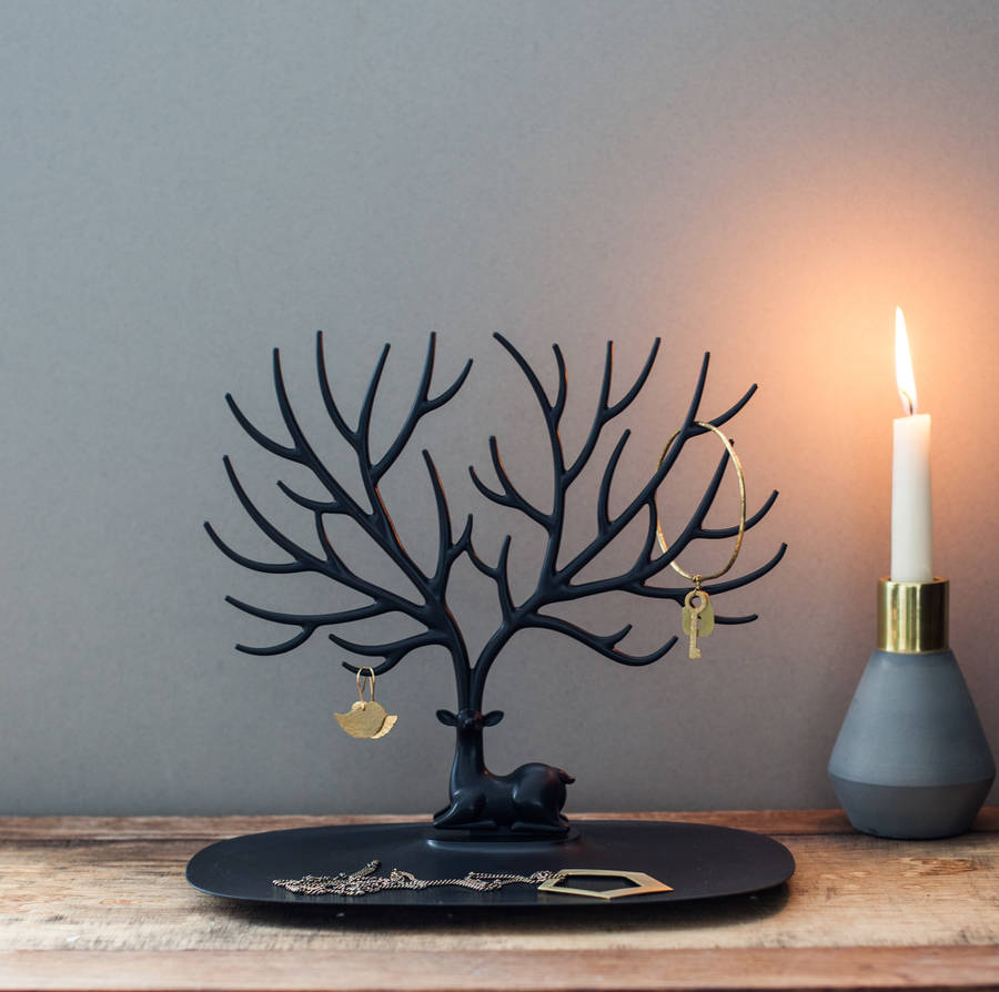 black deer with apple tree jewellery stand by the forest & co | notonthehighstreet.com