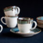 Turquoise Set Of Six Porcelain Espresso Cup And Saucer, thumbnail 6 of 12