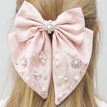 Crystal And Pearl Embellished Statement Hair Bow, 3 of 6