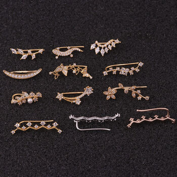 Long Ear Climber Earring Silver Or Gold Plated With Zirconia, 2 of 6