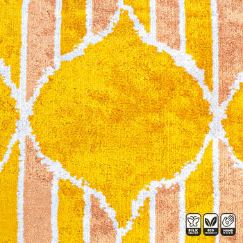 Traditional Yellow Silk Velvet Pillow Cover 40x60cm, 4 of 6