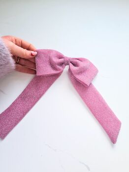 Pink Glitter Hair Bow, 3 of 6