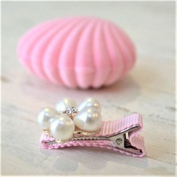 Mini Pink Pearl Hairclip In Shell Box Gift Set, 4 of 4