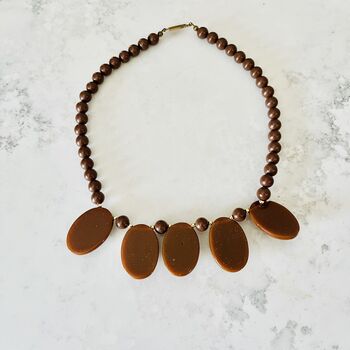 Genuine 1960s Chunky Brown Glitter Bead Necklace, 5 of 6