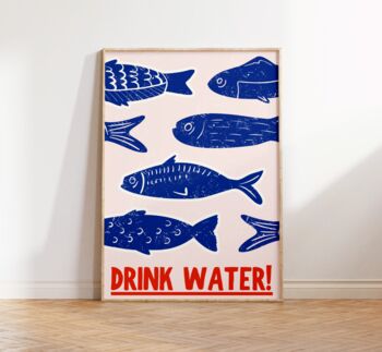 Drink Water Fish Wall Art Print Kitchen Poster, 6 of 9