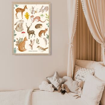 A4 Children's Print, Forest Friends Woodland Creatures, 3 of 5