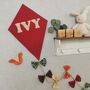 Kite Wall Hanging, Woodland Theme Bedroom, Whimsical Autumnal Nursery Decor, Red Brown Orange Green Yellow Door Name Sign, Child's Playroom, thumbnail 6 of 7
