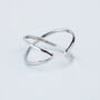 Sterling Silver Double Band Crossover Adjustable Ring, thumbnail 3 of 5