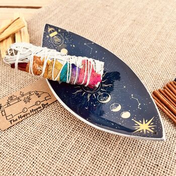 Enamelled Incense Burner Bowl Moon Phases Design, 2 of 6