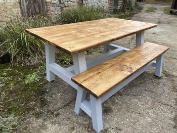 Reclaimed Dining Bench A Frame Legs Painted, 6 of 8