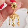 Gold Plated Filigree Bell Shape Stud Drop Earrings, thumbnail 2 of 8