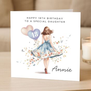 Personalised Blue 18th Birthday Card For Daughter, 4 of 8