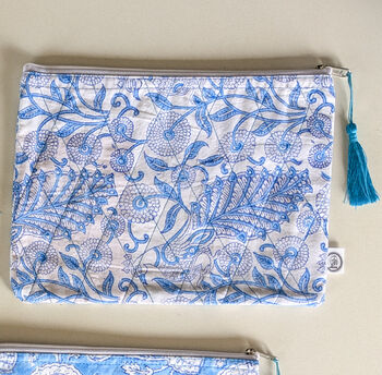 Quilted Block Print Pouches, Fair Trade Zipper Purses Ethically Handmade In India, 3 of 8