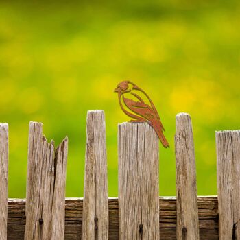 Rust Metal Goldfinch Bird Garden Fence Topper Art, 10 of 10