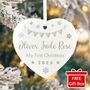 My First Christmas Baby Garland Ceramic Heart Hanging Decoration Bauble+ Gift Box, thumbnail 1 of 7