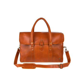 Personalised Buffalo Leather Drake Strapped Weekender, 2 of 9