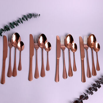 G Decor 24 Piece Vermont Rose Gold Flatware Cutlery Set, 3 of 10