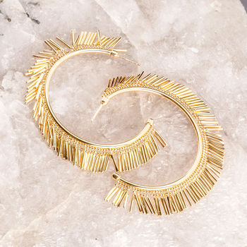 Gold Plate And Silver Tassel Fringe Hoop Earrings, 7 of 7