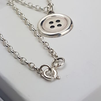 Silver Button Pendant With 18' Silver Chain, 3 of 10