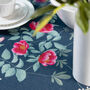 Luxury Linen Like Floral Tablecloth Rose Garden Navy, thumbnail 3 of 7