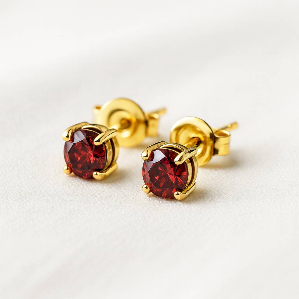 Gold Coloured Stud Earring Birthstone Bridesmaid Girlfriend Gift, 1 of 6