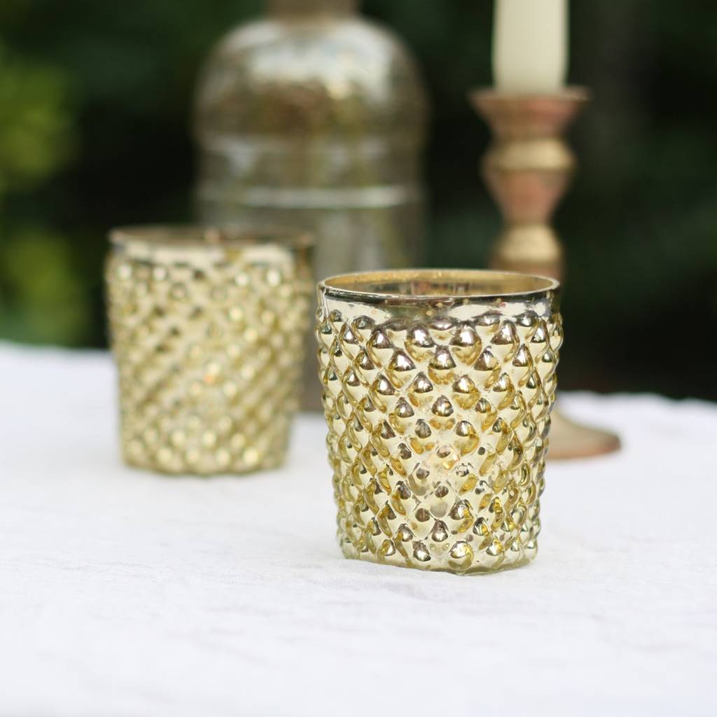 Gold / Copper / Pink Tea Light Holder Quilted Design By The Wedding of