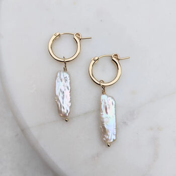 Esme Biwa Pearl Hoop Earrings, 2 of 3