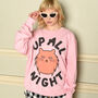 Up All Night Women's Cat Slogan Sweatshirt, thumbnail 1 of 5