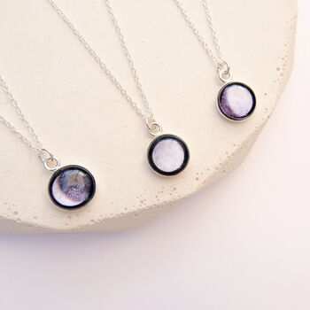 Tiny Personalised Sterling Silver Moon Phase Necklace, 2 of 11