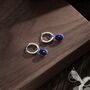 Genuine Blue Lapis Droplet Hoop Earrings, thumbnail 4 of 9