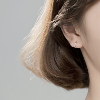 Sterling Silver Huggie Cuff Stud Earrings, 3 of 6