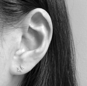 Sterling Silver Mini Hollow Star Earrings, 8 of 9