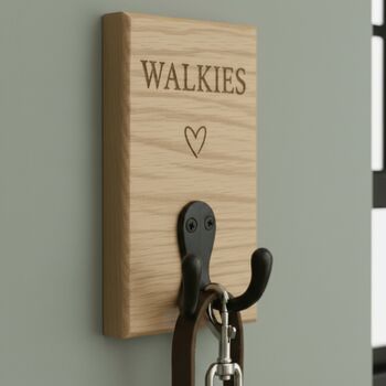 Personalised Solid Oak Or Walnut Wall Hook, 3 of 8